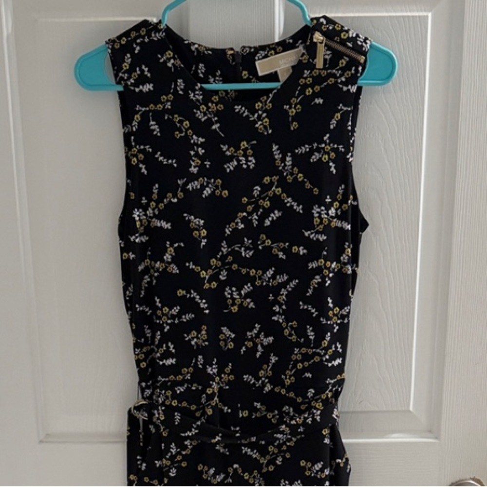 Michael Kors Black Jumpsuit with Gold Floral Design
